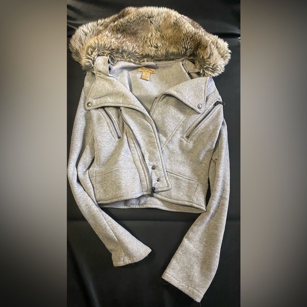 Paris blues, medium crop top zip up jacket